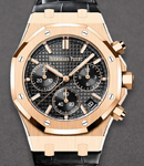 Royal Oak Chronograph 41mm in Rose Gold on Strap with Black Grande Tapisserie Dial