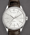 Cellini Time in White Gold on Strap with Rhodium Stick Dial