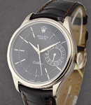 Cellini 50519 in White Gold on Strap with Black Guilloche Dial