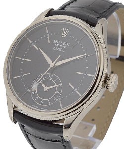 Cellini 39mm in White Gold on Black Crocodile Leather Strap with Black Stick Dial