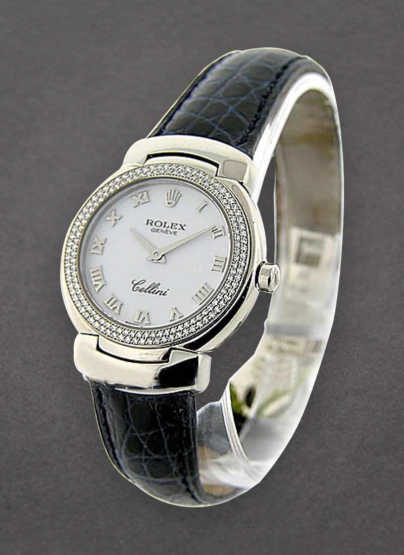 Pre-Owned Rolex Cellini Cellisima in White Gold with 2 Row Diamond Bezel (152 Diamond Case)