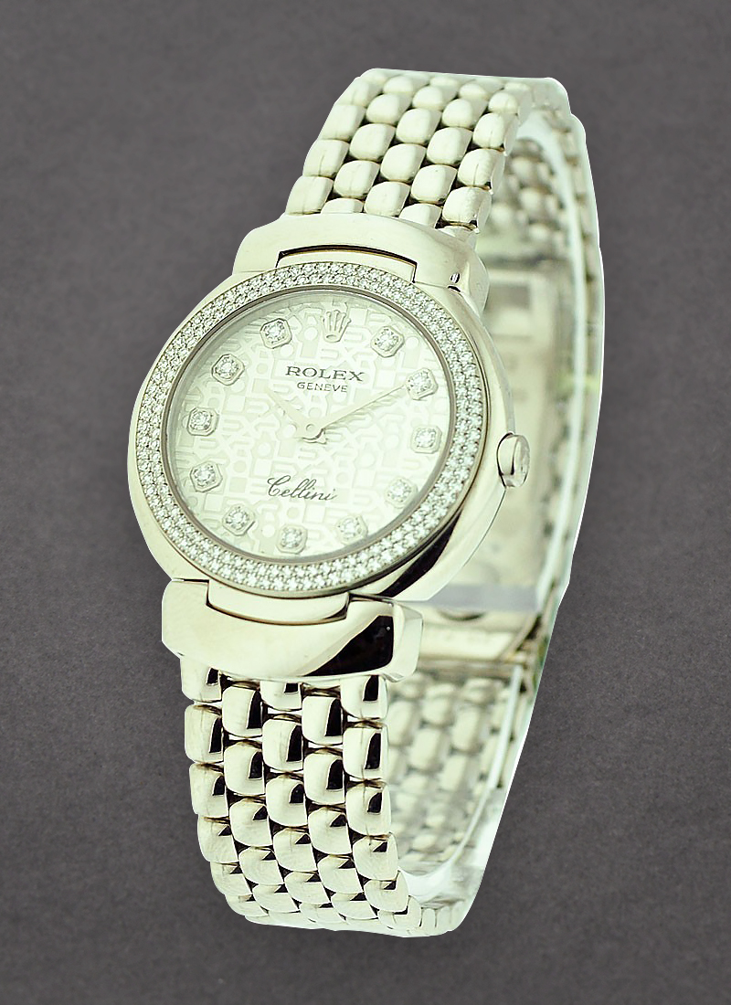 Pre-Owned Rolex Cellini Cellisima in White Gold with 2 Row Diamond Bezel