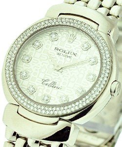 Cellini Cellisima in White Gold with 2 Row Diamond Bezel on Bracelet with Silver Jubilee Diamond Dial