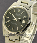 Plastic Crystal Datejust in Steel on Steel Bracelet with Black Dial