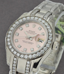 DateJust Lady Masterpeice in White Gold with 32 Diamond Bezel on White Gold Diamond Pearlmaster Bracelet with Pink Diamond  Dial