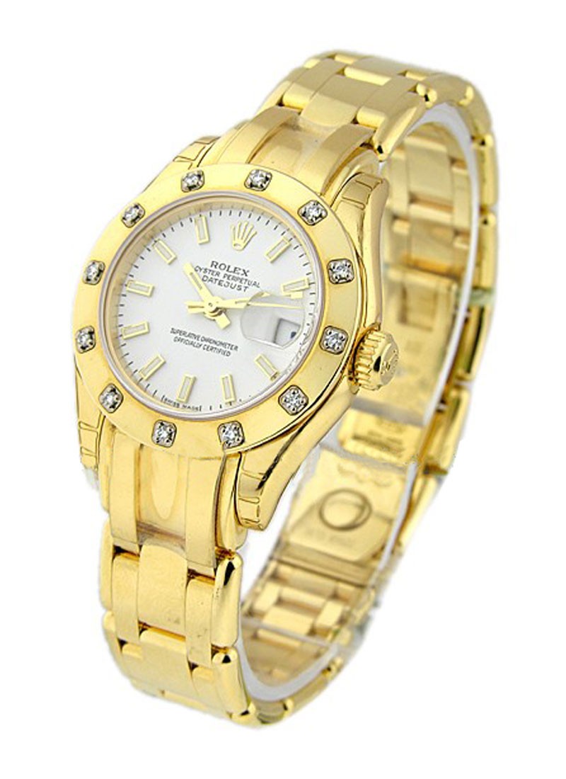Pre-Owned Rolex Masterpeice Lady's in Yellow Gold with 12 Diamond Bezel