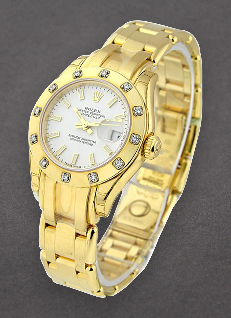 Pre-Owned Rolex Masterpeice Lady's in Yellow Gold with 12 Diamond Bezel