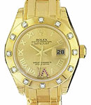 DateJust Masterpeice Lady in Yellow Gold with 12 Diamond Bezel on Pearlmaster Bracelet with Champagne Roman Dial - Rubies on VI