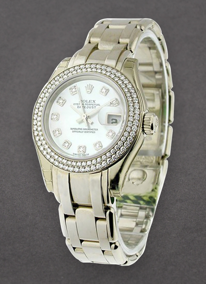 Pre-Owned Rolex Masterpiece Pearlmaster in White Gold with 2 Row Diamond Bezel