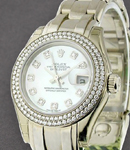 Masterpiece Pearlmaster in White Gold with 2 Row Diamond Bezel on Pearlmaster Diamond Bracelet with MOP Diamond Dial