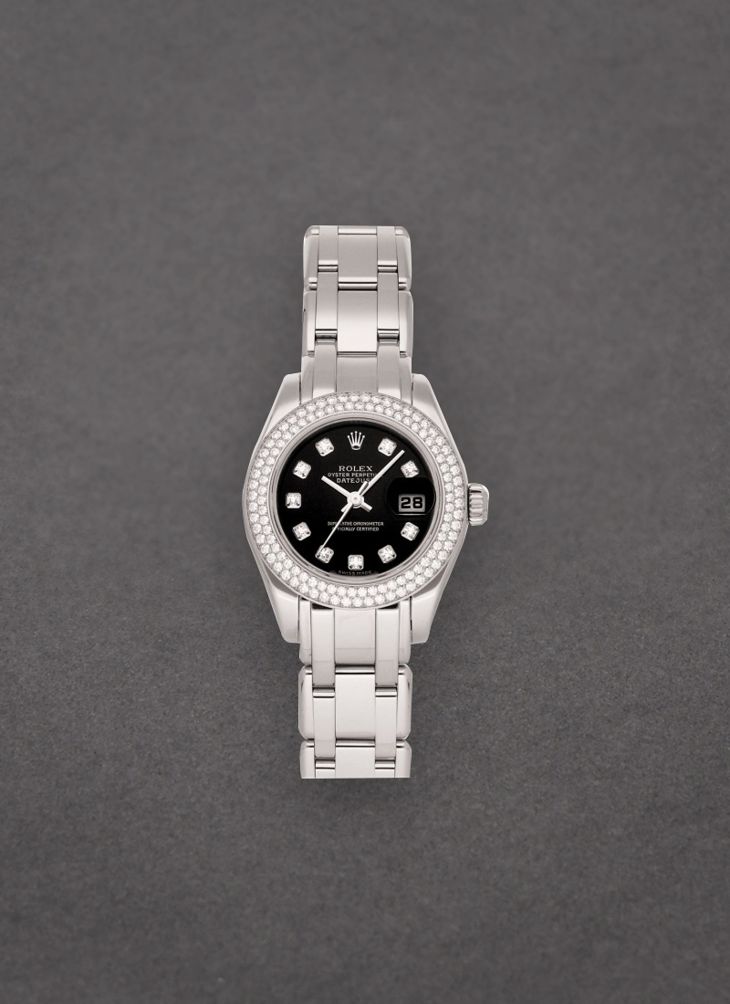 Pre-Owned Rolex Masterpiece Pearlmaster in White Gold with 2 Row Diamond Bezel