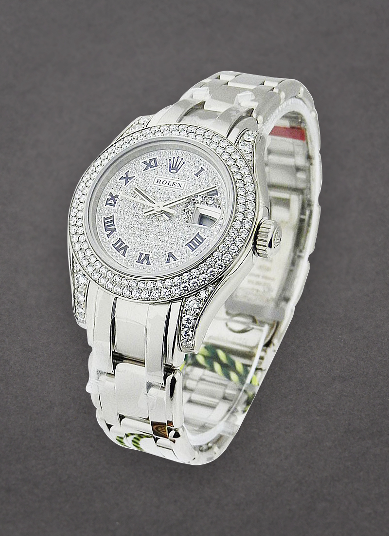 Pre-Owned Rolex Ladies Masterpiece 29mm in White Gold with 2 Row Diamond Bezel and Lugs