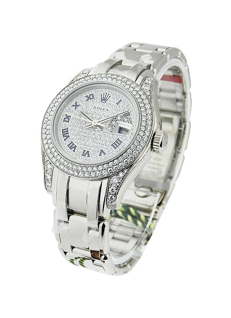 Pre-Owned Rolex Ladies Masterpiece 29mm in White Gold with 2 Row Diamond Bezel and Lugs