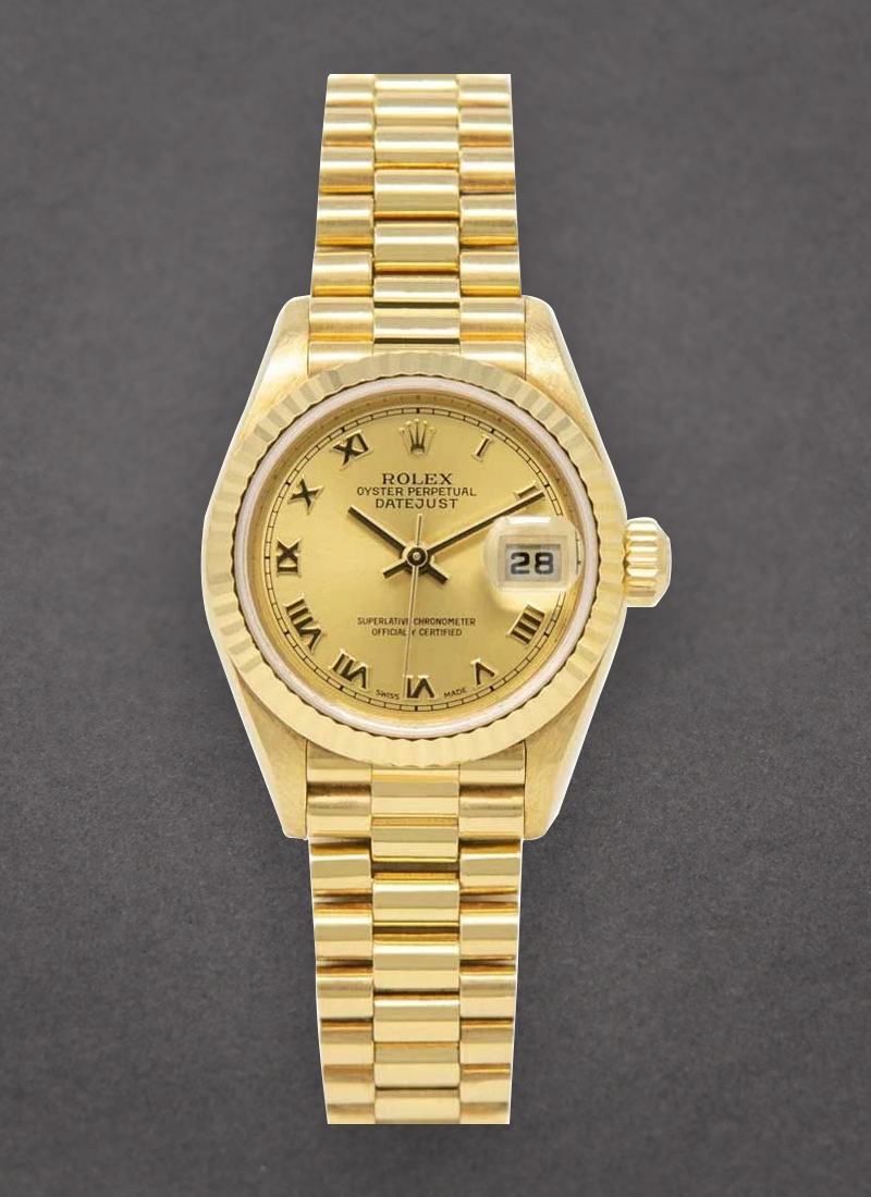 Pre-Owned Rolex Ladies 26mm Datejust in Yellow Gold with Fluted Bezel