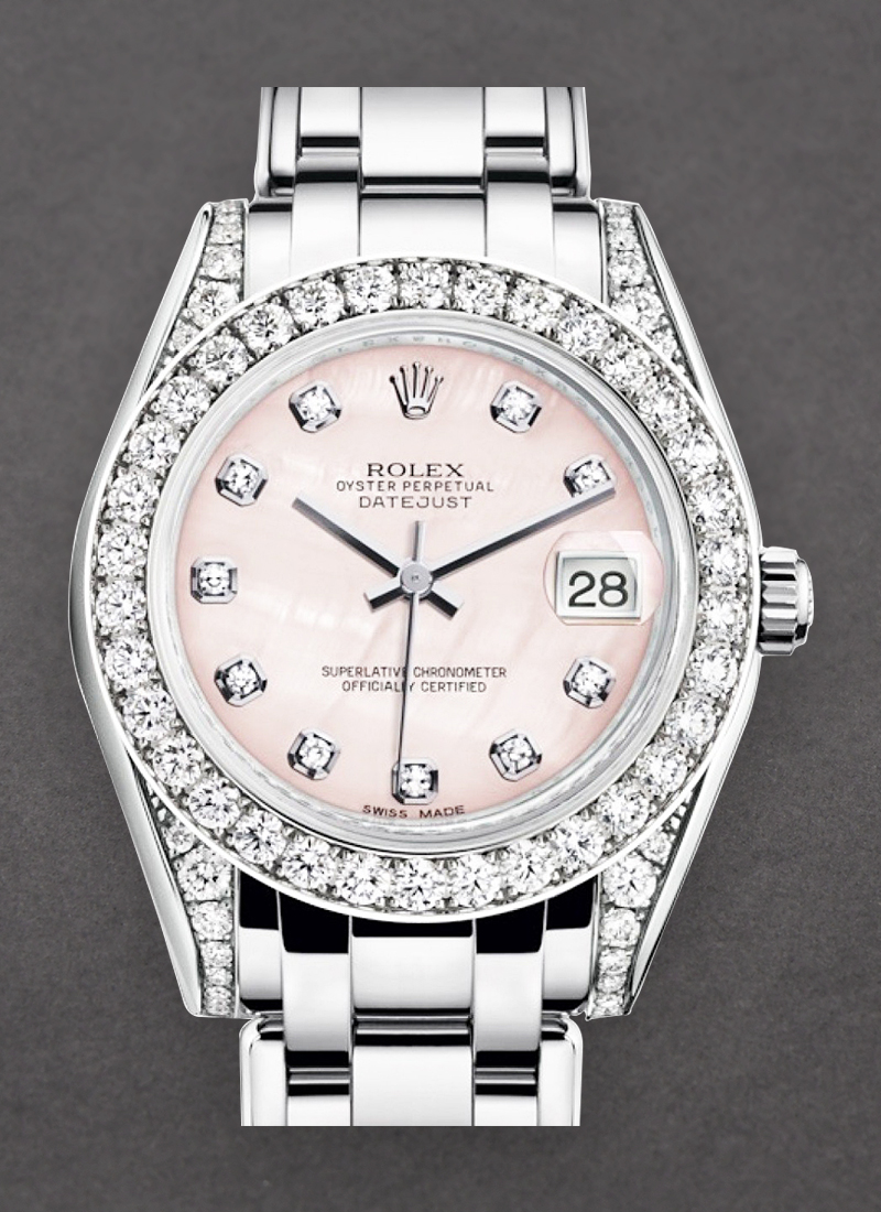 Pre-Owned Rolex Mid Size Masterpiece 34mm in White Gold with Diamond Bezel and Lugs