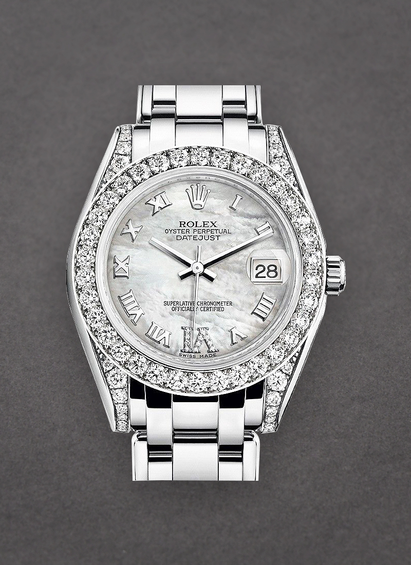 Pre-Owned Rolex Mid Size Masterpiece 34mm in White Gold with Diamond Bezel and Lugs