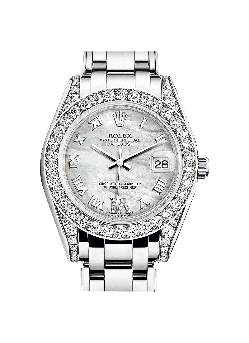 Pre-Owned Rolex Mid Size Masterpiece 34mm in White Gold with Diamond Bezel and Lugs