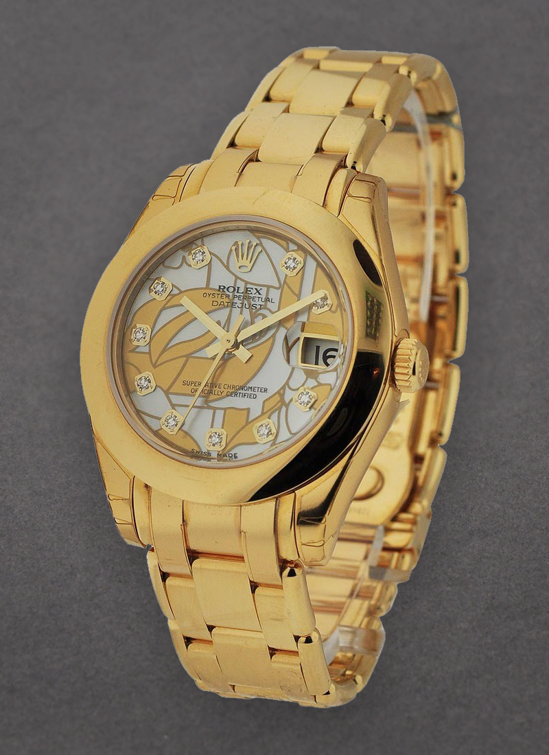 Pre-Owned Rolex Masterpiece Midsize 34mm in Yellow Gold with Smooth Bezel