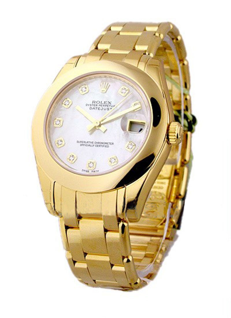 Pre-Owned Rolex Masterpiece Midsize 34mm in Yellow Gold with Smooth Bezel