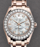 Masterpiece Midsize in Rose Gold with Diamond Bezel on Pearlmaster Bracelet with MOP Diamond Dial