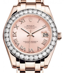 Masterpiece Midsize in Rose Gold with Diamond Bezel on Pearlmaster Bracelet with Pink Roman Dial