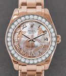 Masterpiece Midsize in Rose Gold with Diamond Bezel on Pearlmaster Bracelet with Goldust MOP Roman Dial - Diamond on 6