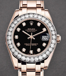 Masterpiece Midsize in Rose Gold with Diamond Bezel on Pearlmaster Bracelet with Black Diamond Dial 