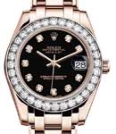 Masterpiece Midsize in Rose Gold with Diamond Bezel on Pearlmaster Bracelet with Black Diamond Dial 