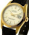 Midsize - 30mm - President - Yellow Gold - Fluted Bezel on Strap with Silver Dial