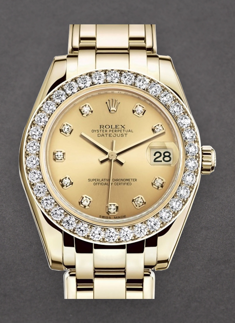 Pre-Owned Rolex Masterpiece Midsize 34mm in Yellow Gold with Diamond Bezel