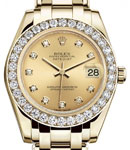 Masterpiece Midsize 34mm in Yellow Gold with Diamond Bezel on Pearlmaster Bracelet with Champagne Diamond Dial