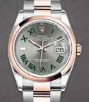 Datejust 36mm 2-Tone with Domed Bezel on Oyster Bracelet with Wimbledon Roman Dial