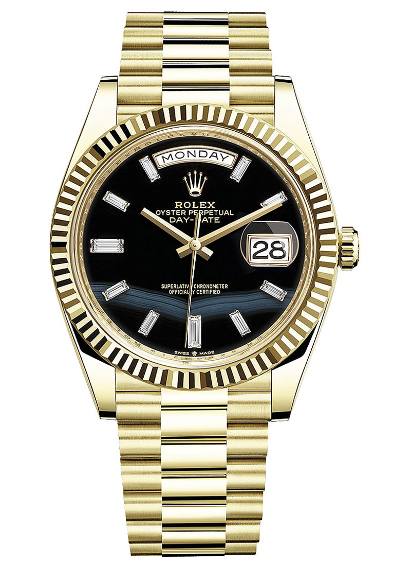 Pre-Owned Rolex Preident Day Date 40mm in Yellow Gold with Fluted Bezel