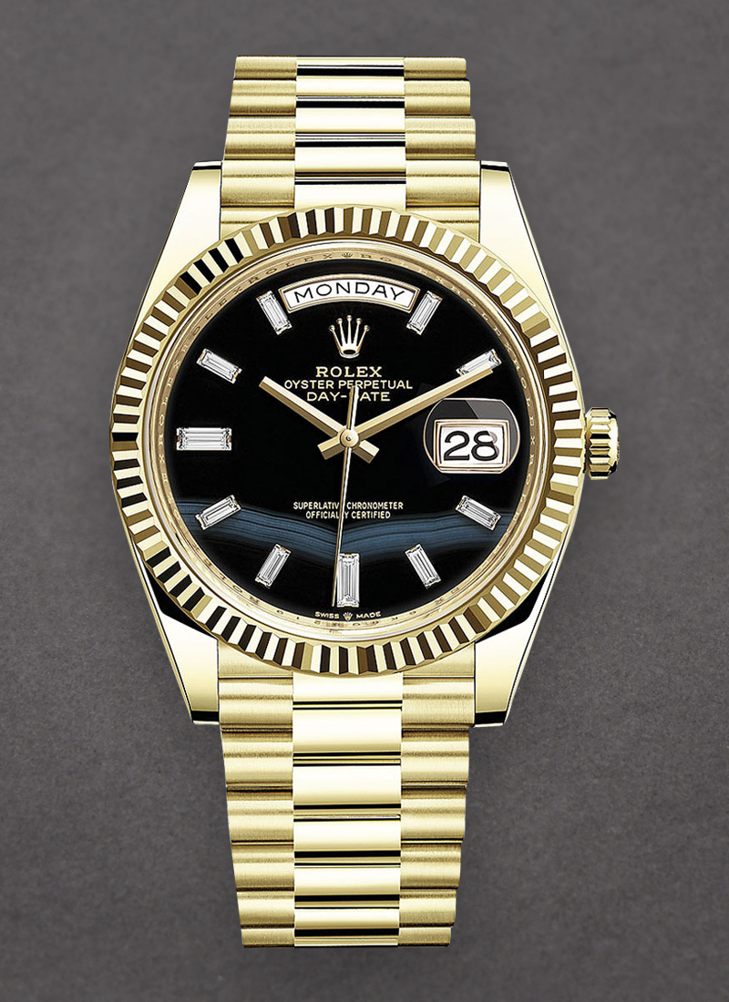 Pre-Owned Rolex Preident Day Date 40mm in Yellow Gold with Fluted Bezel