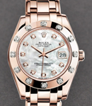 Masterpiece 34mm in Rose Gold with 12 Diamond Bezel on Pearlmaster Bracelet with MOP Diamond Dial