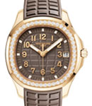 Aquanaut Ref 5268R  in Rose Gold with Diamond Bezel on Brown Rubber Strap with Brown Dial