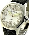 Bubble in Steel with Diamond Bezel on Black Gulchat Strap with MOP Diamond Dial