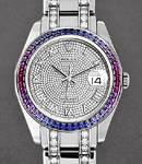 Datejust Pearlmaster in White Gold with Diamond Bezel on White Gold Diamond Bracelet with Pave Diamond Dial