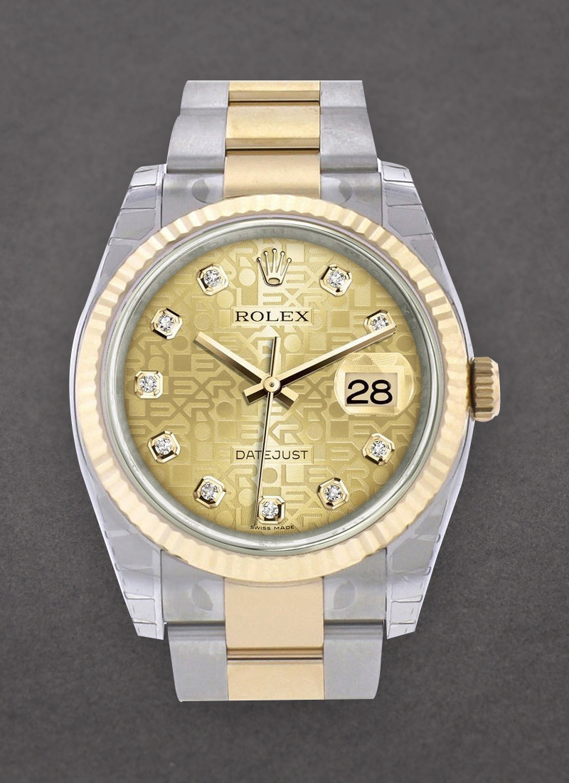 Pre-Owned Rolex Datejust 36mm in Steel with Yellow Gold Fluted Bezel