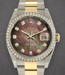 Datejust 2-Tone 36mm with Diamond Bezel on Oyster Bracelet with Dark MOP Diamond Dial