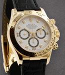 Daytona in Yellow Gold with Zenith Movment on Strap with White Diamond Dial