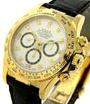 Daytona in Yellow Gold with Zenith Movment on Strap with White Diamond Dial