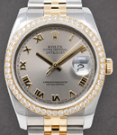 2-Tone Datejust 36mm with Diamond Bezel on Jubilee Bracelet with Steel Roman Dial