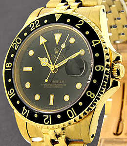 GMT-Master in in Yellow Gold on Jubilee Bracelet with Black Dial