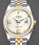 2-Tone Datejust 36mm with Diamond Bezel on Jubilee Bracelet with Silver Floral Dial