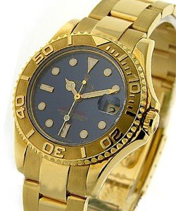 Yacht-Master Mid Size in Yellow Gold on Oyster Bracelet with Blue Luminous Dial