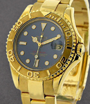 Yacht-Master Mid Size in Yellow Gold on Oyster Bracelet with Blue Luminous Dial