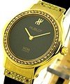 Classic Hublot MDM in Yellow Gold with Diamond Bezel on Black Rubber  with Black Dial