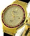 Incredible Ruby Bezel and Pave Diamond Dial Lady''s Size on Rubber