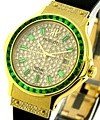 Incredible Emerald Bezel and Pave Diamond Dial Lady''s Size on Rubber